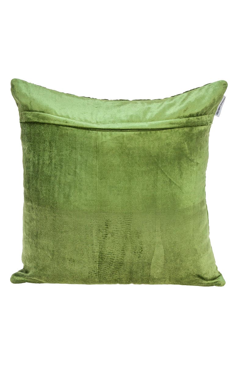 PARKLAND COLLECTION Geometric Embroidered Velvet Accent Pillow, Alternate, color, Olive