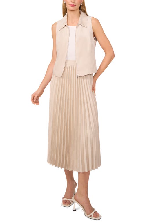 Halogenr Halogen(r) Pleated A-line Faux Suede Midi Skirt In Flax Taupe