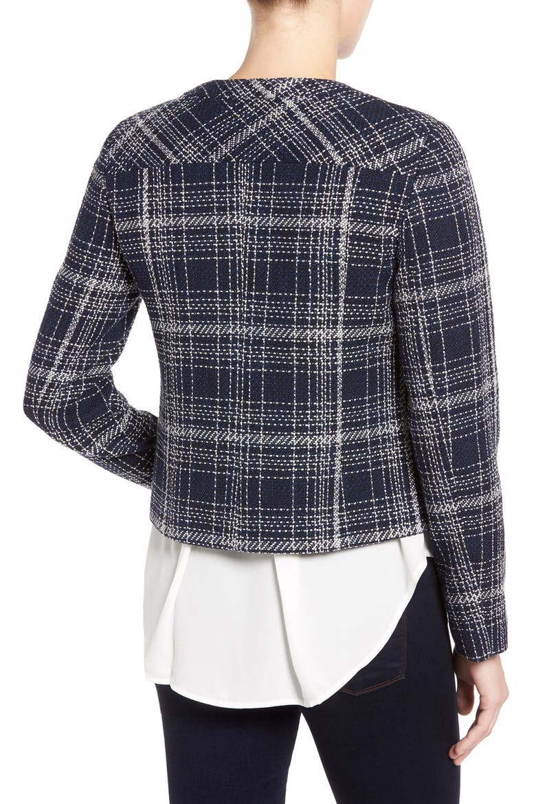 Zip Front Tweed Jacket, Alternate, color, NAVY TWEED
