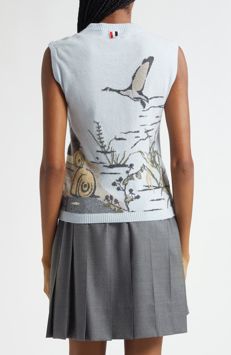 Thom Browne Seasonal Print Sleeveless Cashmere Sweater, Alternate, color, Light Blu