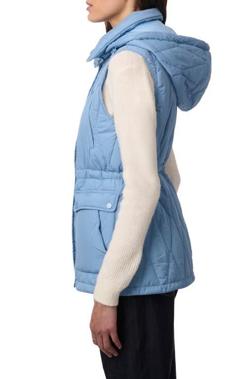 Bernardo Quilted Hooded Recycled Polyester Vest In Aqua Blue