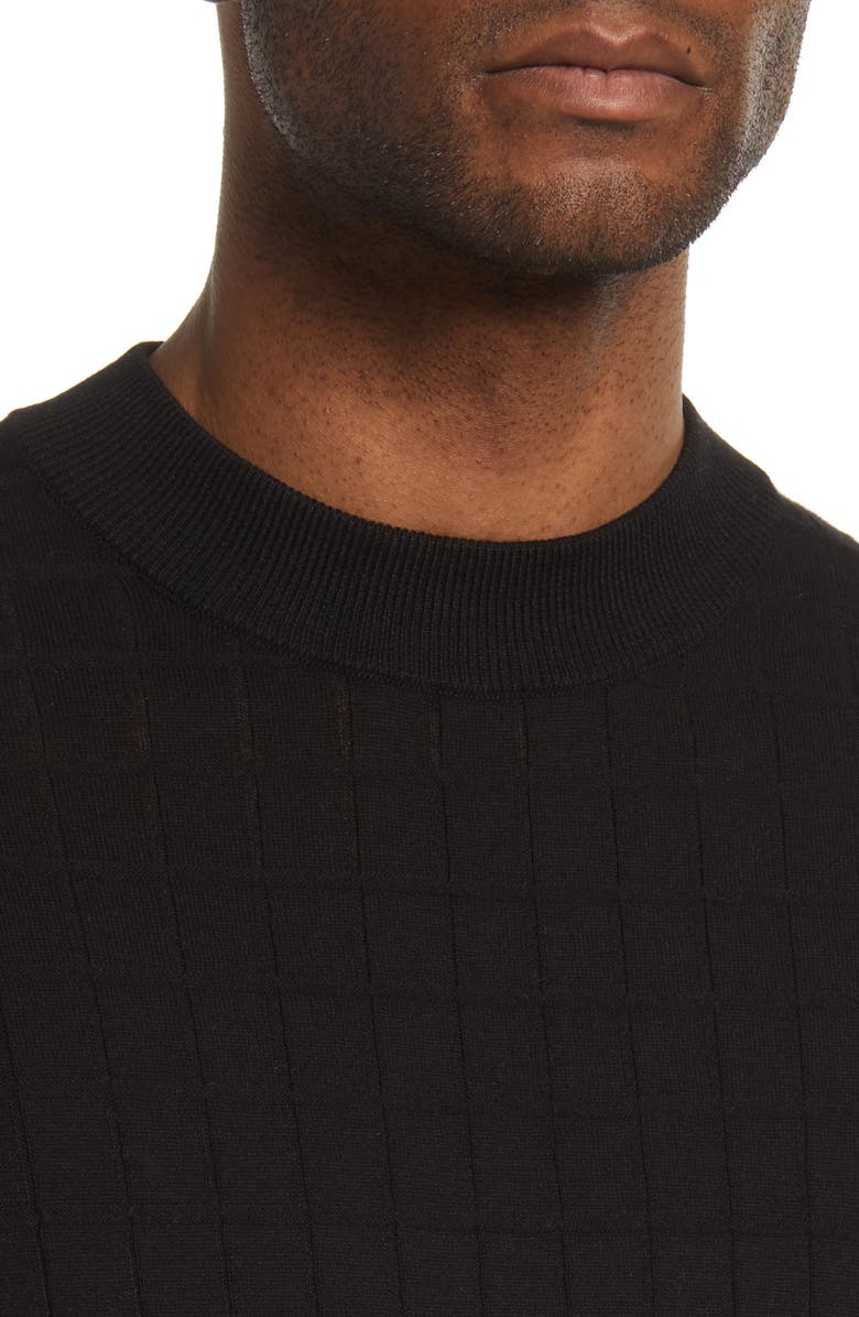 Open Edit Grid Pattern Short Sleeve Sweater, Alternate, color,