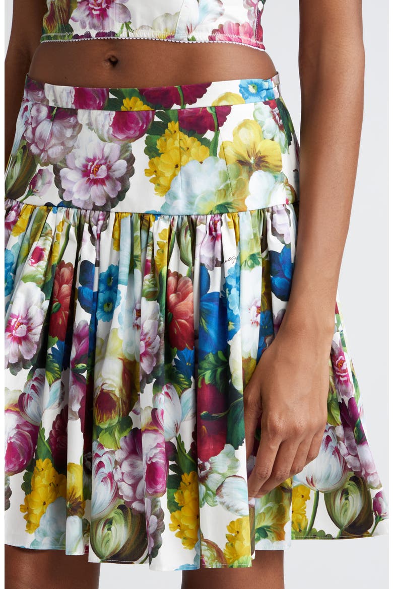 Nocturnal Floral Print Pleated Cotton Poplin Skirt, Alternate, color, FIORE NOTTURNO