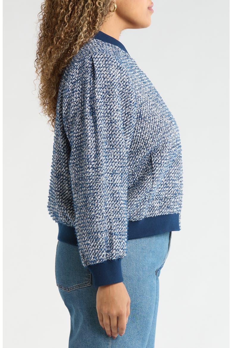 Tweed Bomber Jacket, Alternate, color, NAVY STILL