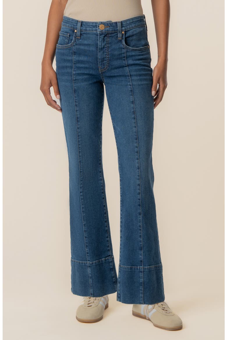 Kelsey High Waist Raw Hem Ankle Flare Leg Jeans, Main, color, AMAZINGLY
