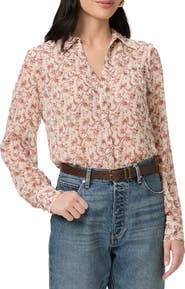 PAIGE Gardener Floral Silk Button-Up Shirt