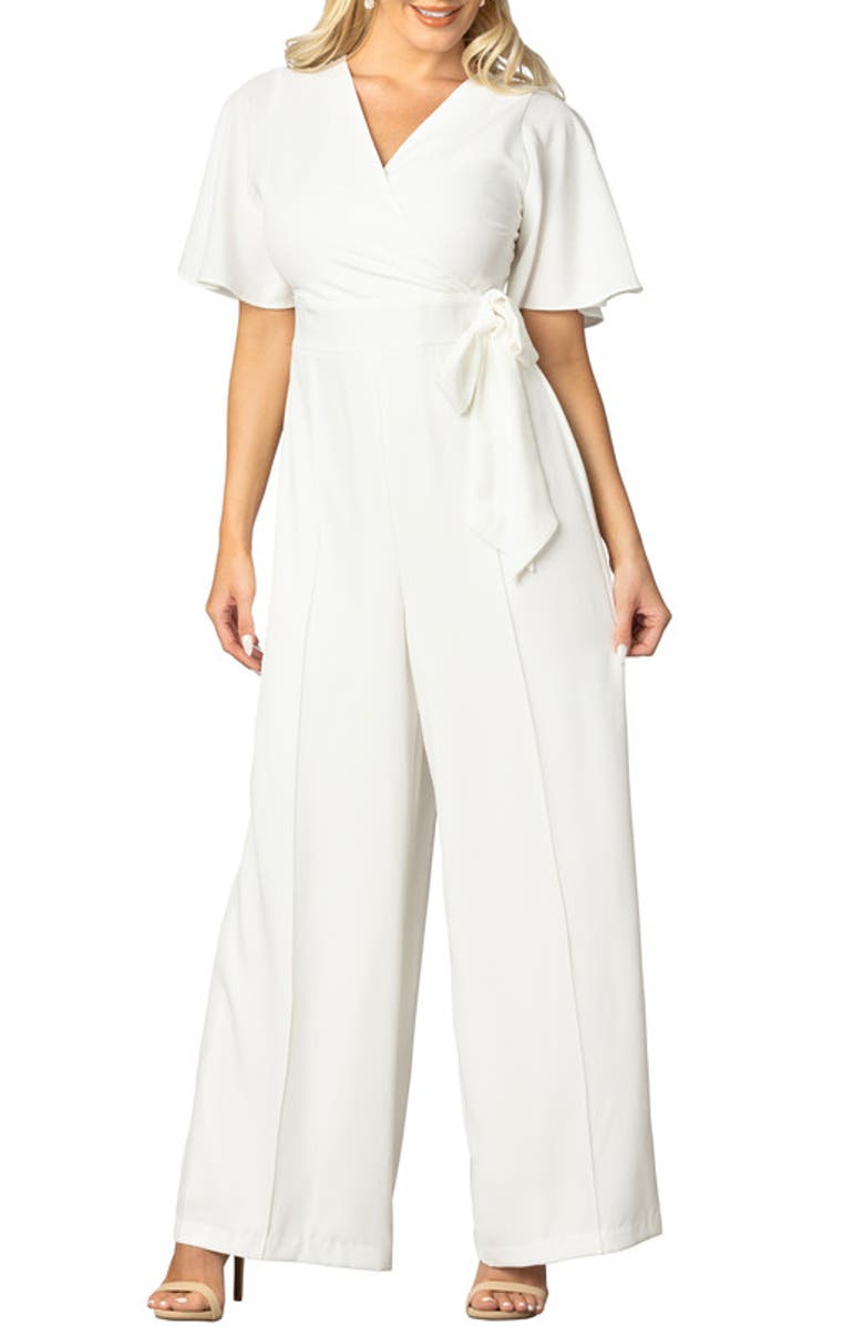 Kiyonna Karina Crepe Jumpsuit, Main, color, Ivory