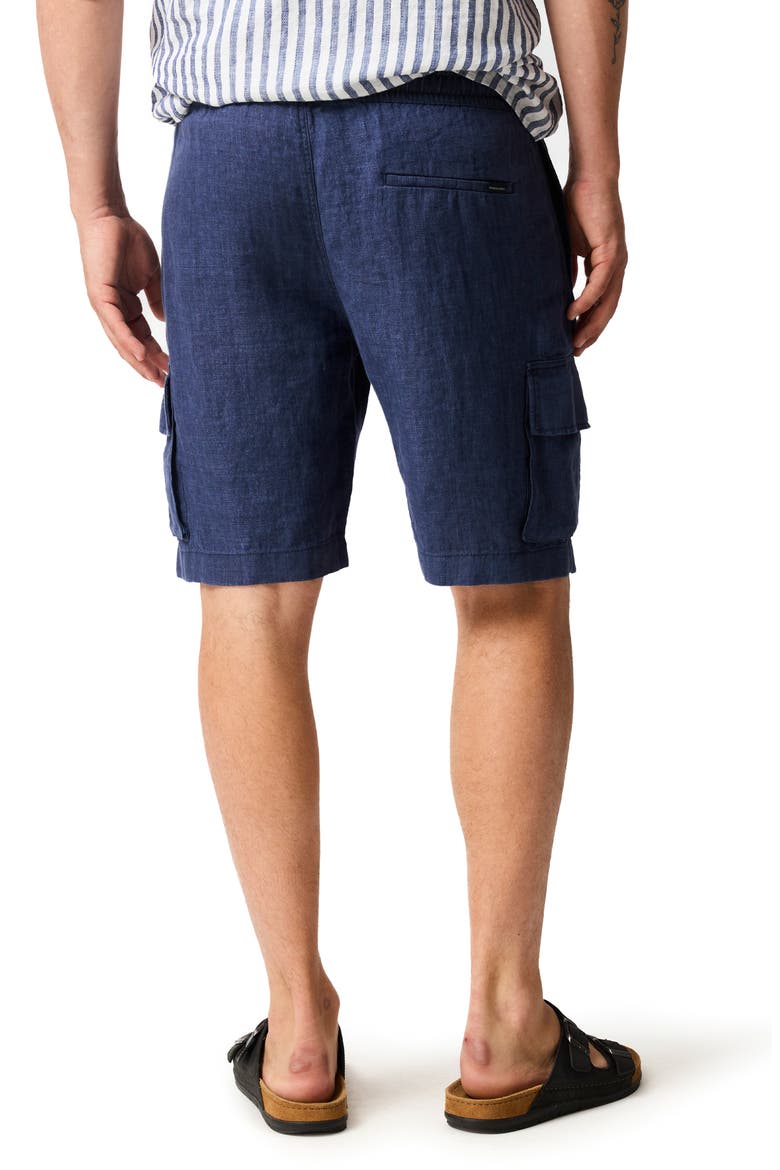 Resort Slub Linen Drawstring Cargo Shorts, Alternate, color, MARINE