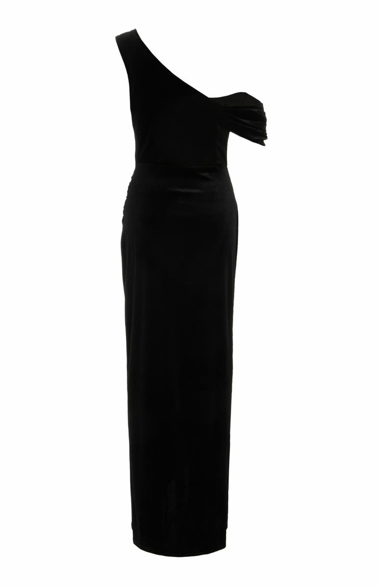 QUIZ Velvet Asymmetric Cowl Detail Maxi Dress, Alternate, color,