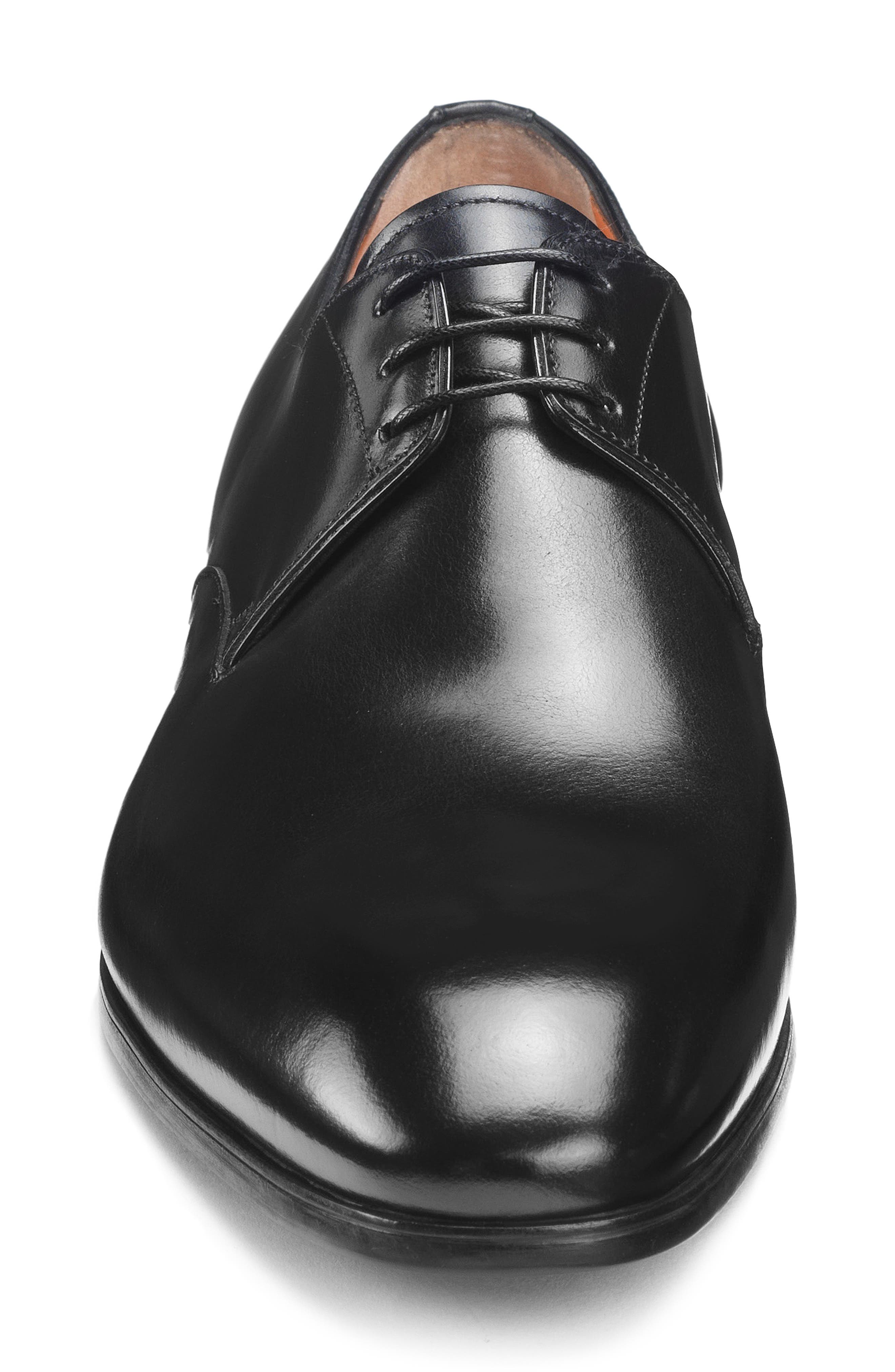 Santoni Induct Plain Toe Derby, Alternate, color, Black