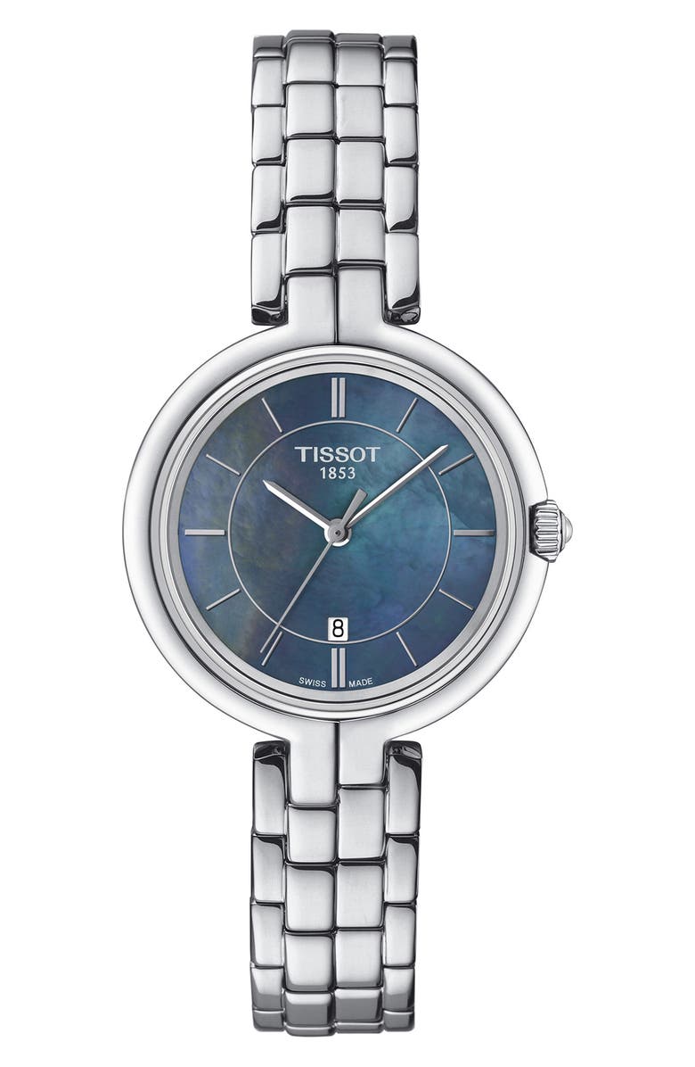 Tissot Flamingo Black Mother-of-Pearl Bracelet Strap Watch, 30mm, Main, color, Black Mother Of Pearl