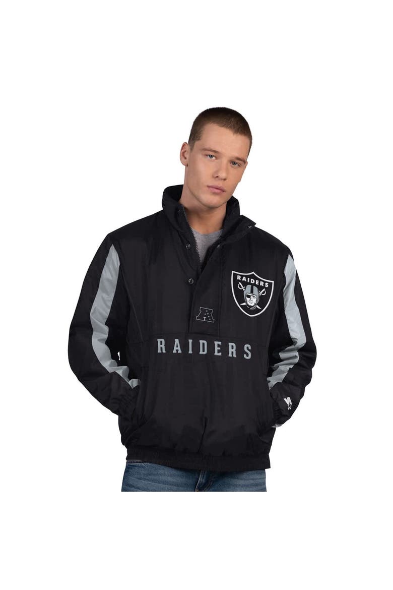 Men's Starter  Black Las Vegas Raiders Thursday Night Gridiron Half-Zip Jacket, Main, color, Black