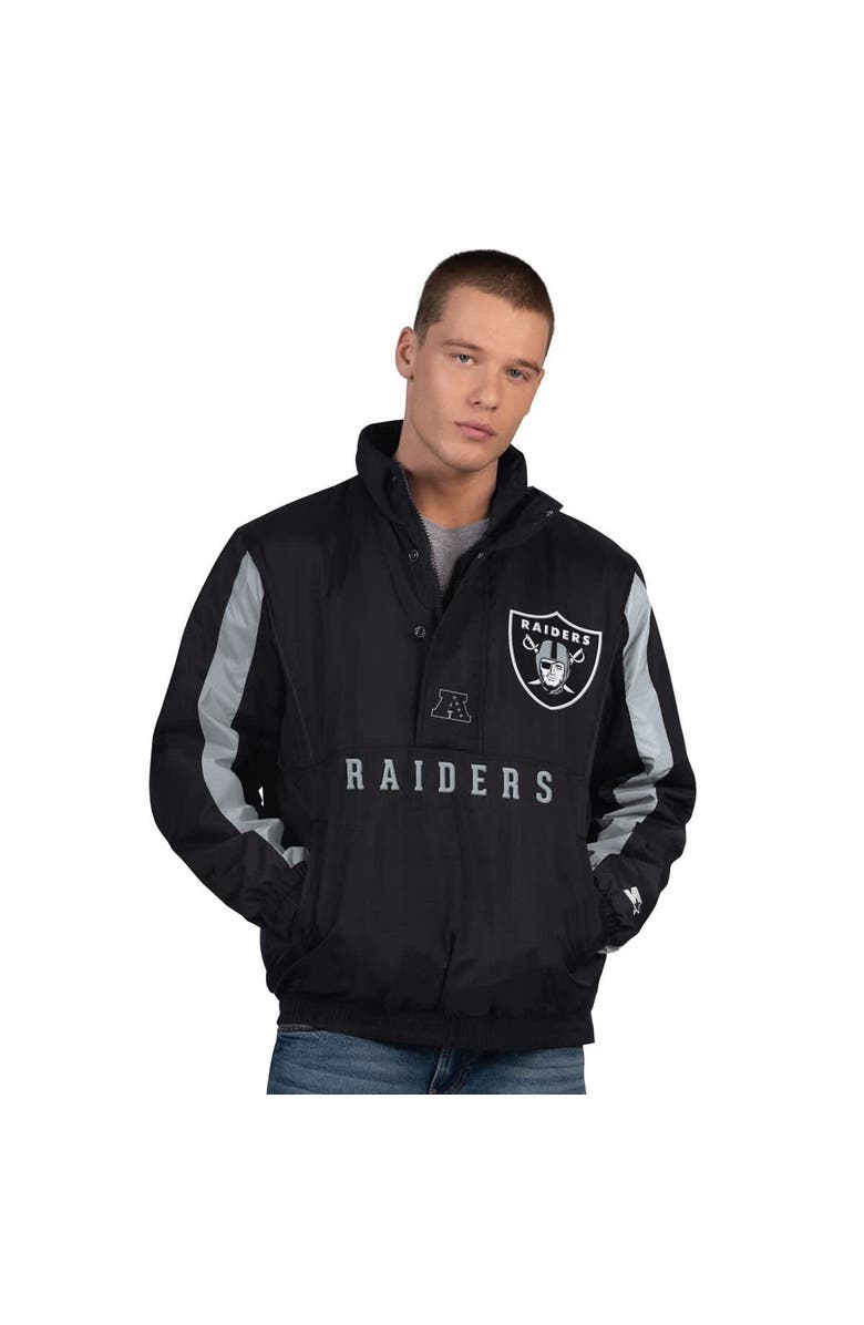 STARTER Men's Starter Black Las Vegas Raiders Thursday Night Gridiron Half-Zip Jacket, Main, color, Black