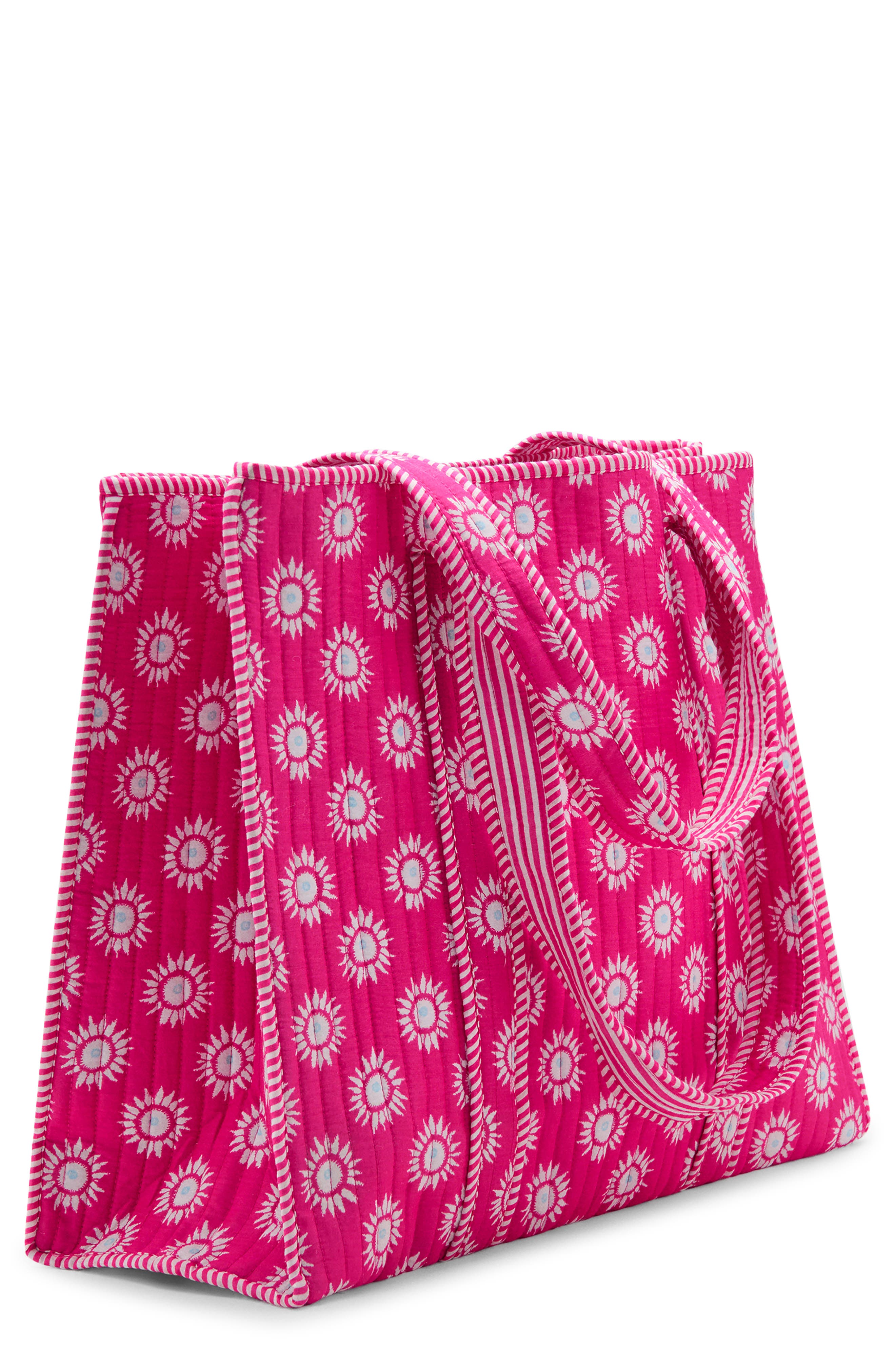 MANGO TEEN Sun Print Quilted Tote Bag, Main, color, Pink