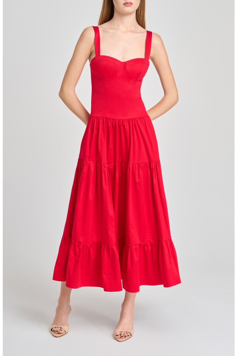 Melinda Sweetheart Neck Midi Dress, Main, color, RED