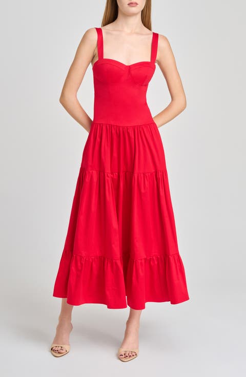 Melinda Sweetheart Neck Midi Dress