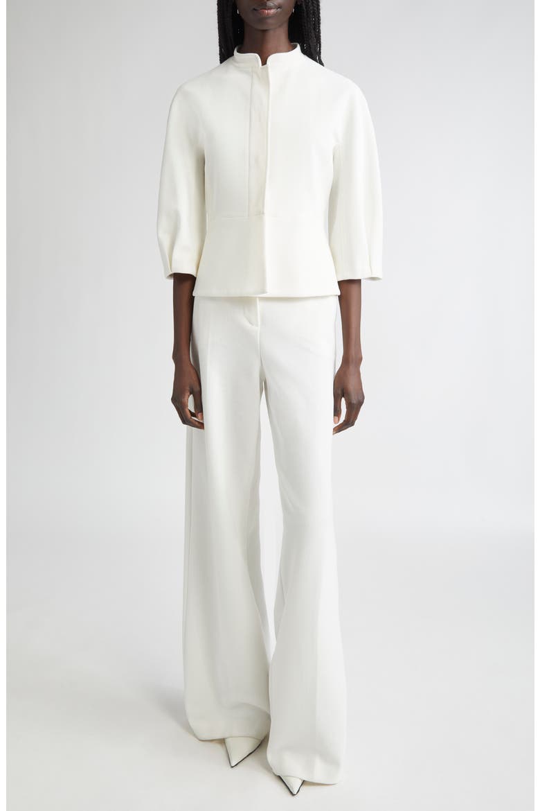 Nastro Knit Peplum Jacket, Alternate, color, WHITE