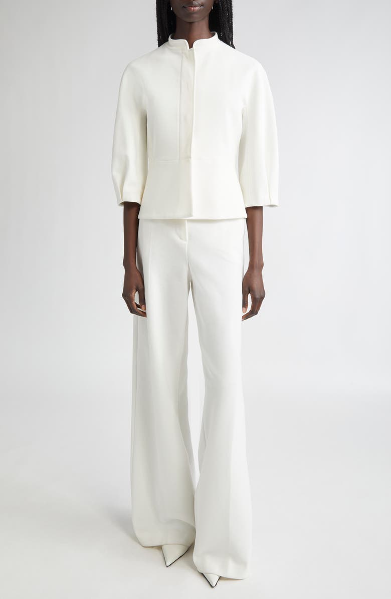 Max Mara Ponte Knit Wide Leg Pants, Alternate, color, White