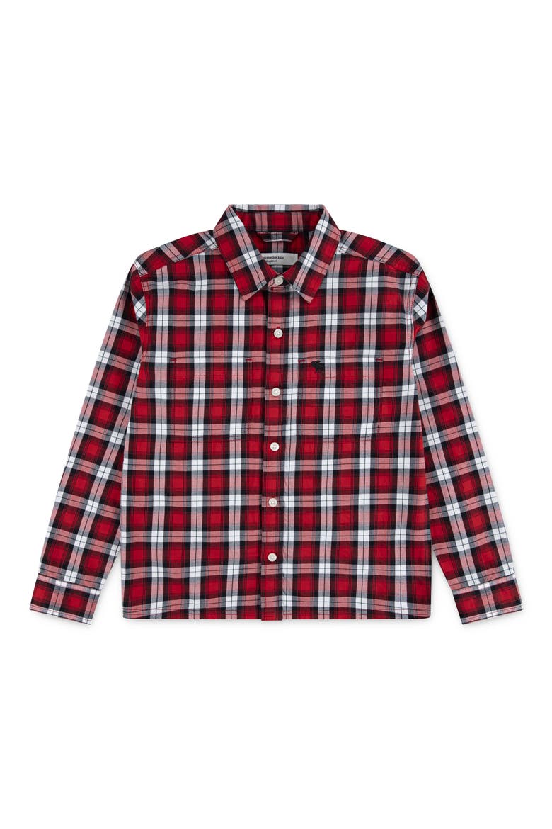 Kids' Plaid Flannel Button-Up Shirt, Main, color, BARBADOS CHERRY