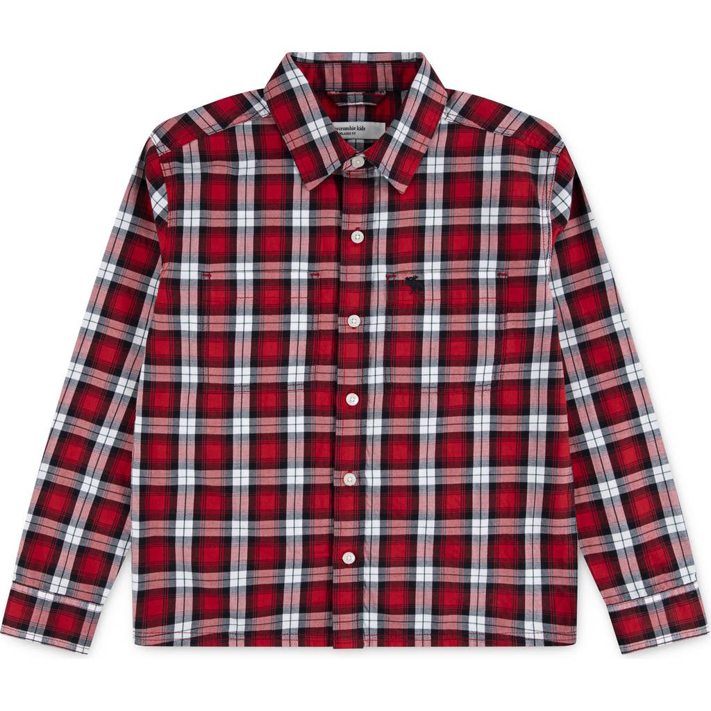Abercrombie Kids Kids' Plaid Flannel Button-up Shirt In Red