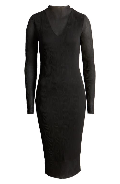 Hugo Boss Boss Long Sleeve Midi Dress In Black