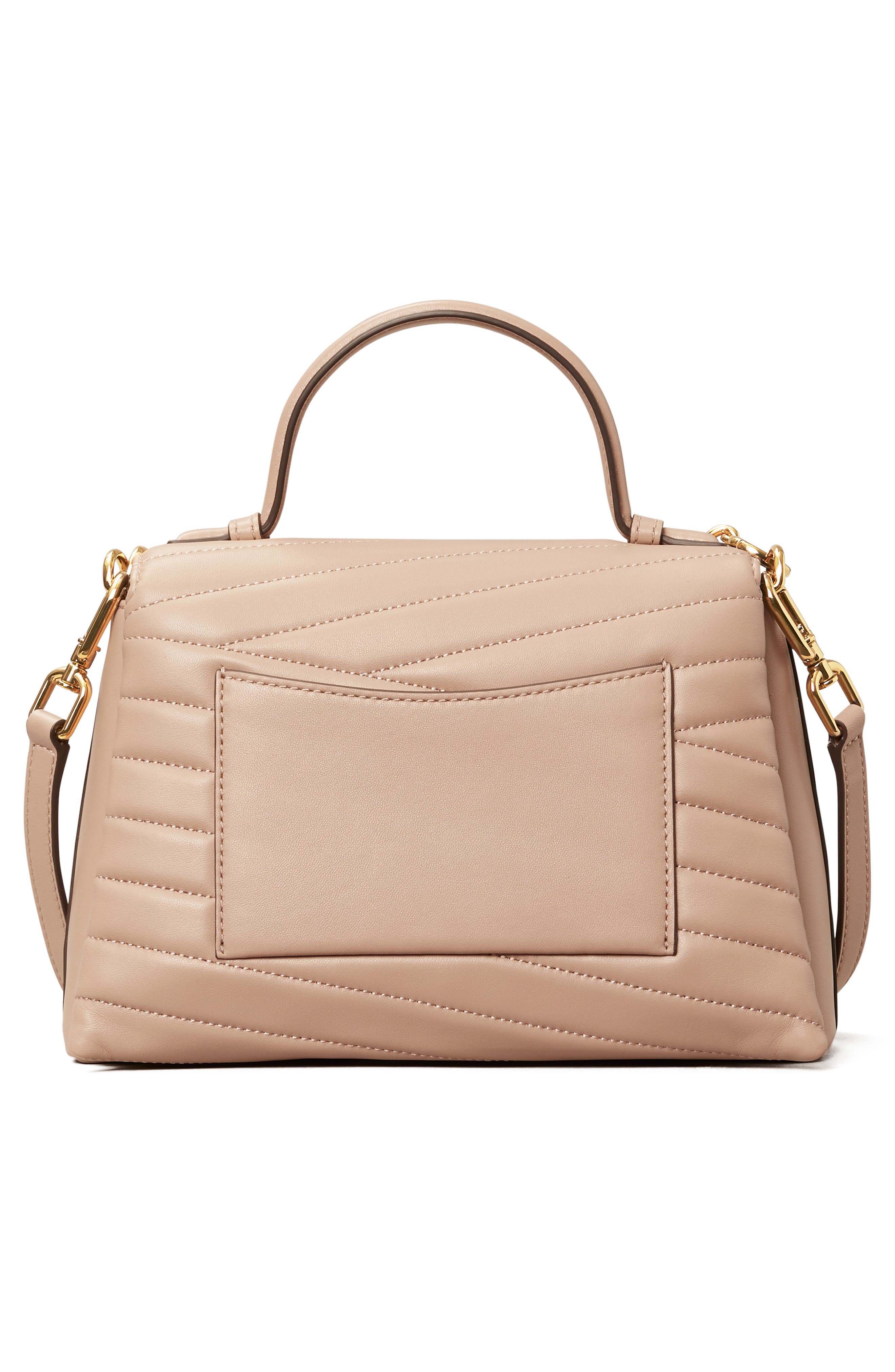 Kira Chevron Quilted Leather Top Handle Satchel, Alternate, color, DEVON SAND
