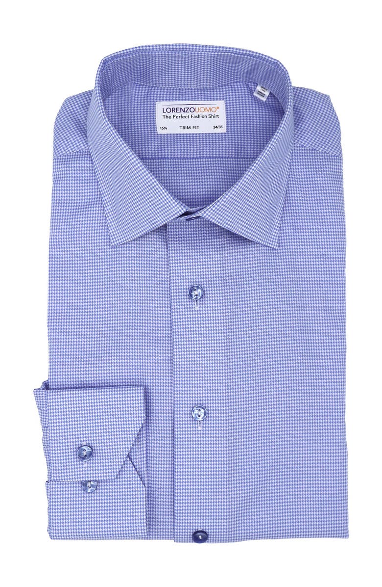 Lorenzo Uomo Micro Textured Houndstooth Non-Iron Trim Fit Dress Shirt, Main, color, 
