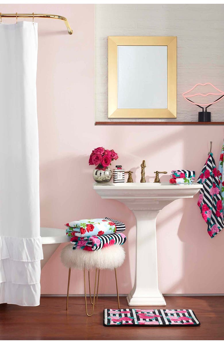 Betsey Johnson Flower Stripe Pink 3-Piece Towel Set, Alternate, color,