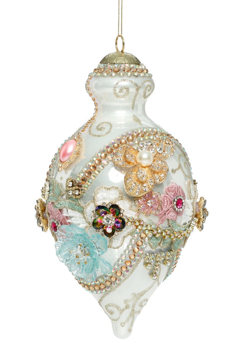 Kings Jewel Fancy Finial Ornament, White, Main, color, White