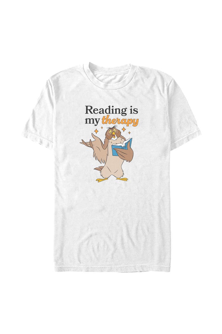 Men's Owl Reading Is My Therapy Short Sleeve T-Shirt, Main, color, White