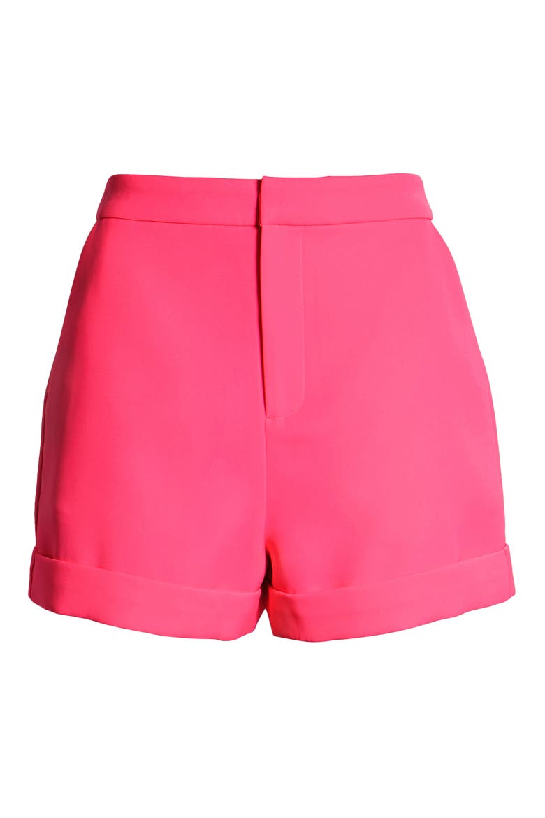 High Waist Tailored Shorts, Alternate, color, NEON PINK