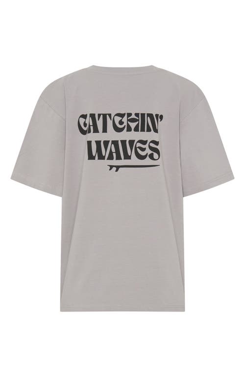 Tiny Tribe Kids' Catchin' Waves Cotton Graphic T-shirt In Grey