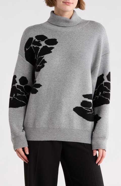 Floral Turtleneck Sweater