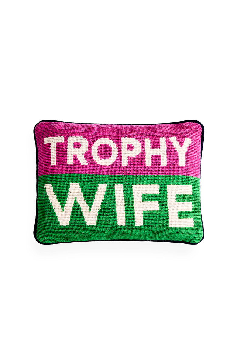 Jonathan Adler Trophy Wife Needlepoint Pillow, Main, color, 
