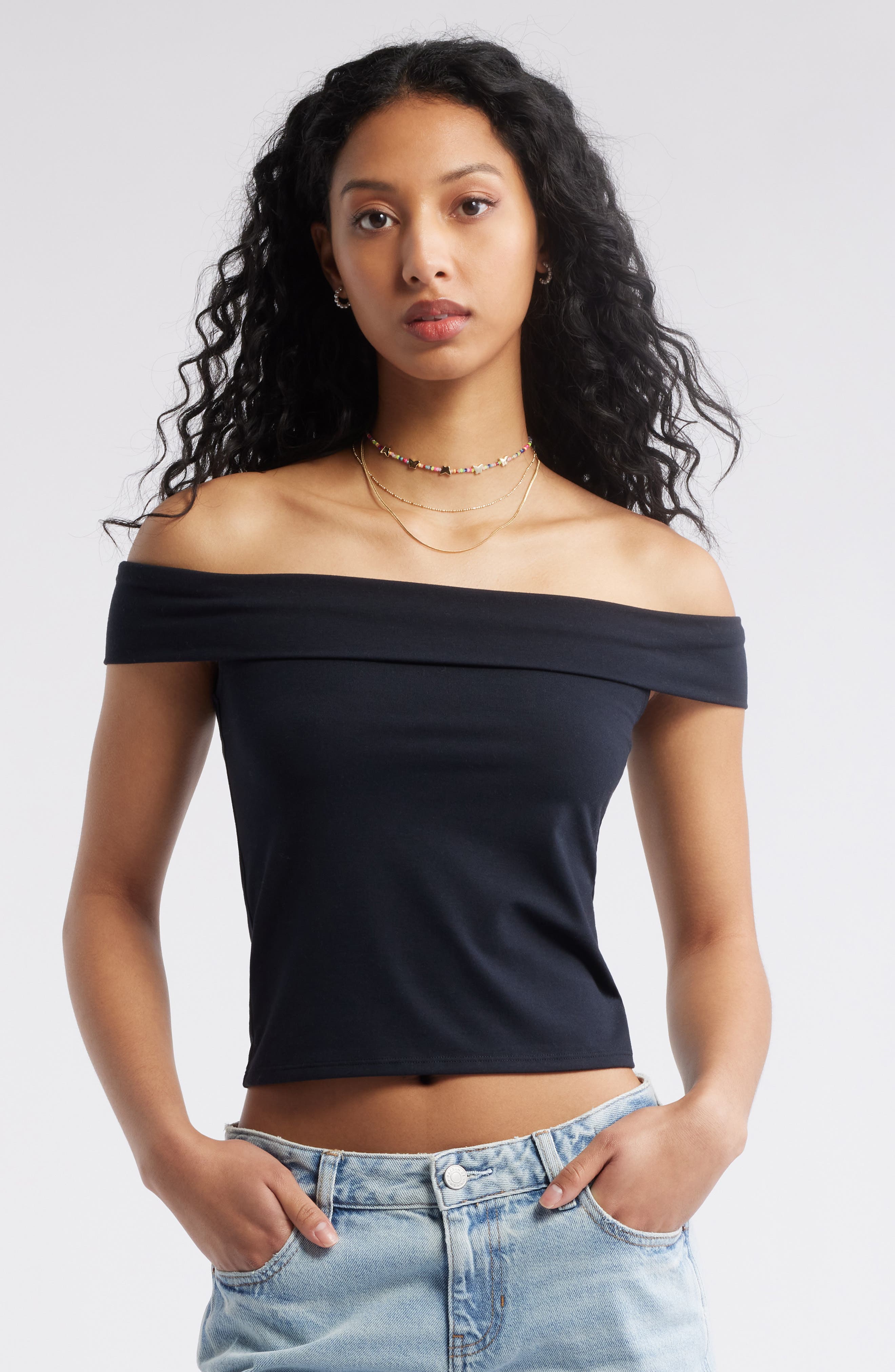 new look black off the shoulder top