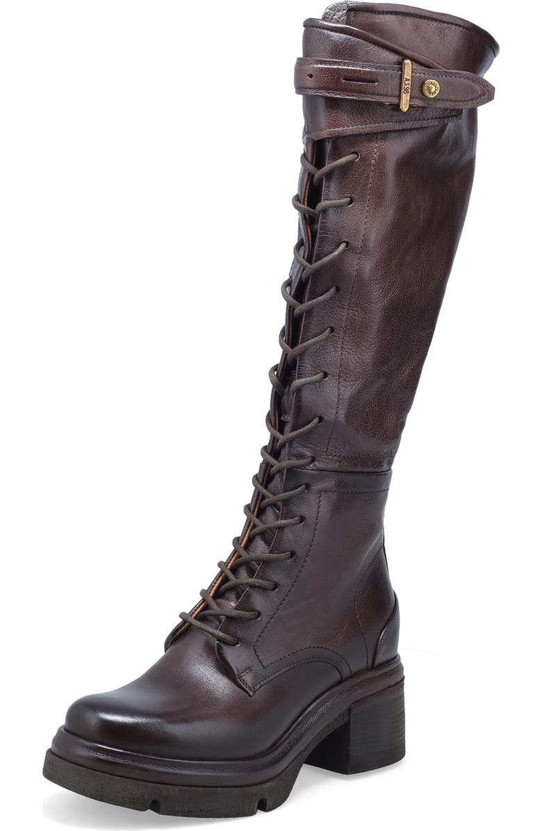 A.S.98 Edison Lace-Up Knee High Boot, Main, color, Brown