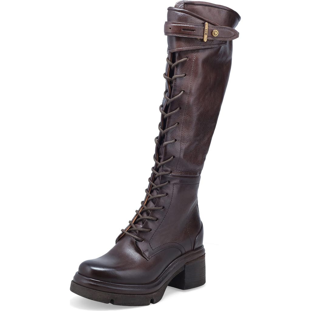 As98 A.s.98 Edison Lace-up Knee High Boot In Brown