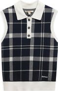 Barbour Allerdale Plaid Sleeveless Polo Sweater