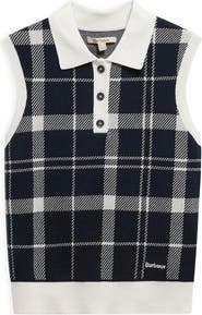 Barbour Allerdale Plaid Sleeveless Polo Sweater