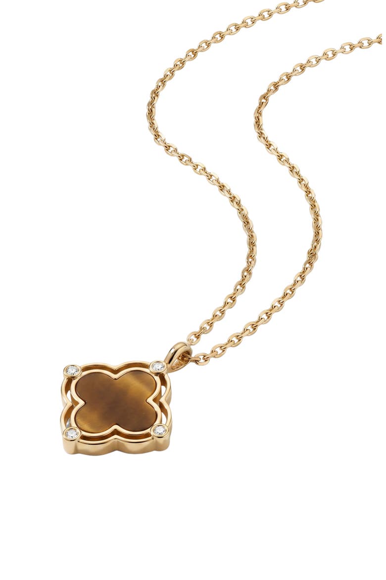 Amelia 14k Gold Plated Tiger's Eye Necklace, Main, color, GOLD