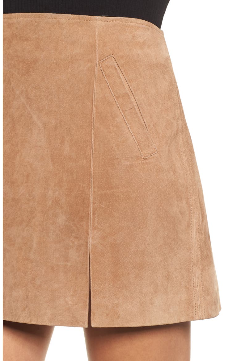 A-Line Suede Skirt, Alternate, color, DESERT SAND