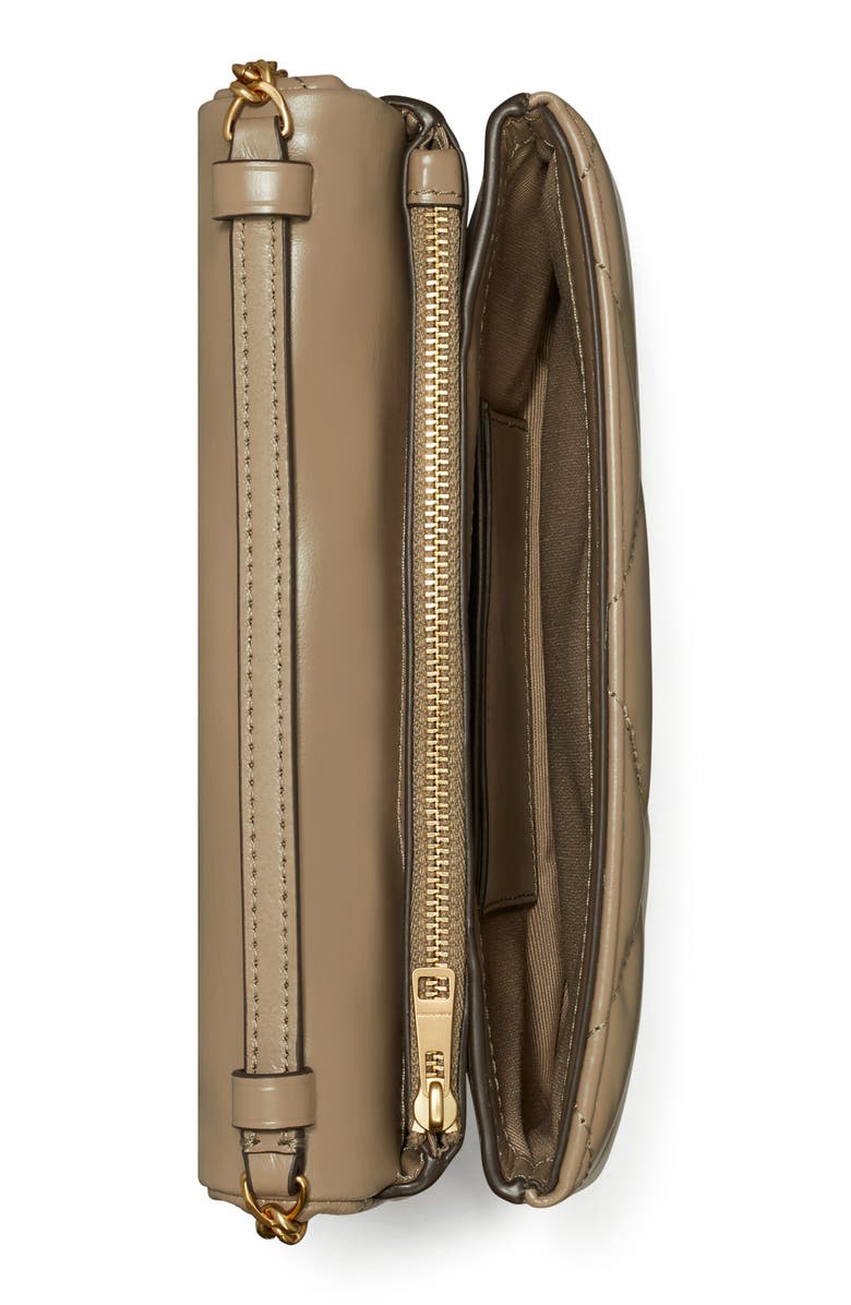 Tory Burch Kira Diamond Quilt Crossbody, Alternate, color, Taupe Oak