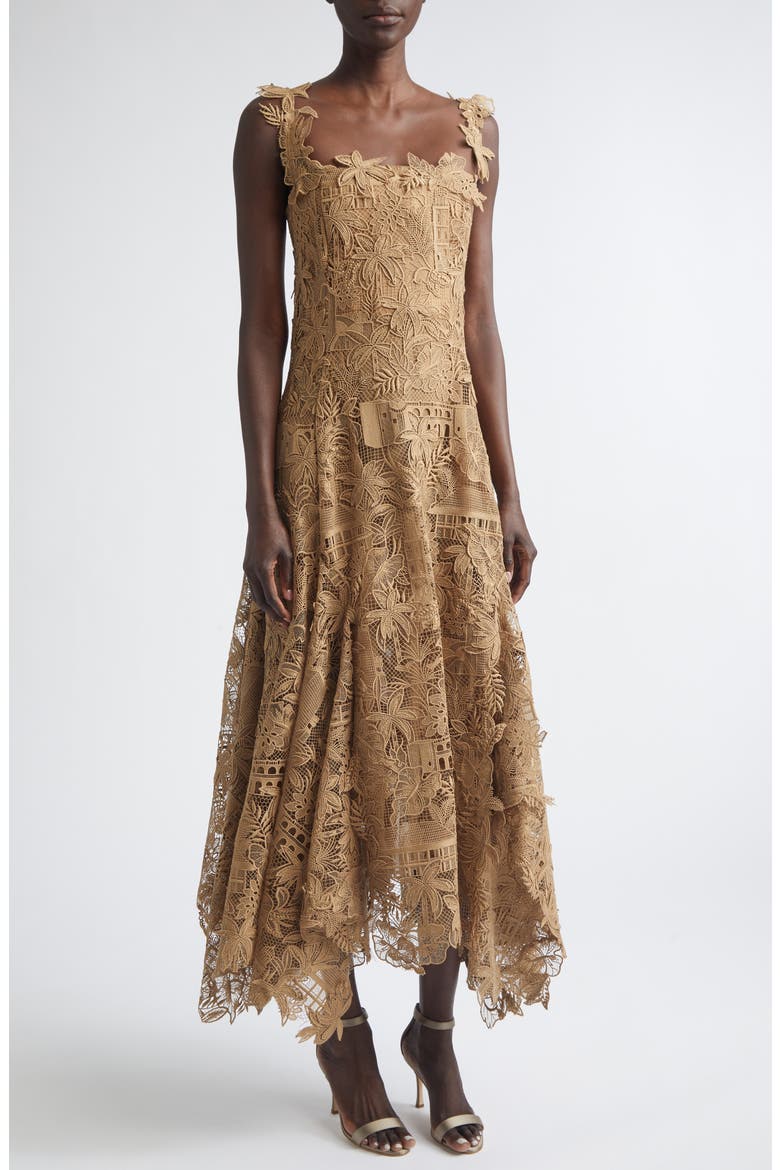 Dominican Republic Toile Guipure Lace Cocktail Dress, Alternate, color, BISCUIT