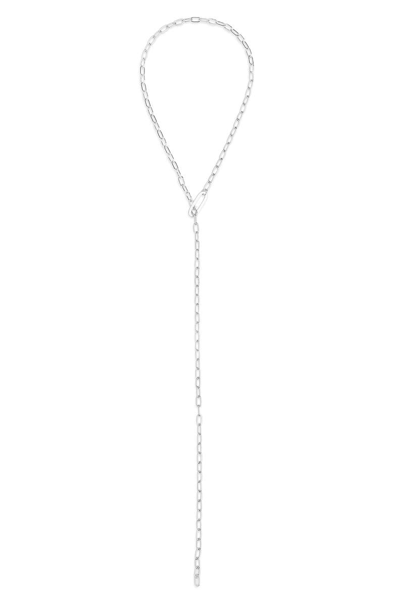 Sterling Forever Chain Link Lariat Necklace, Alternate, color, Silver