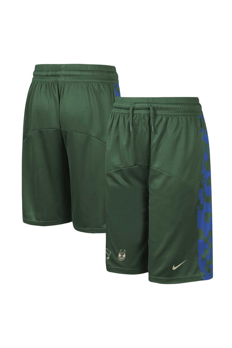Youth Nike Hunter Green Milwaukee Bucks Courtside Starting Five Team Shorts, Alternate, color, Hunter Green