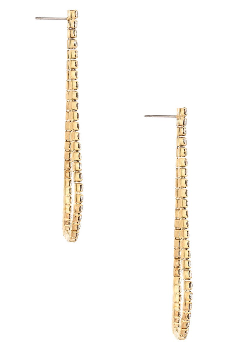 Ettika Crystal Teardrop Frontal Earrings, Alternate, color, Gold