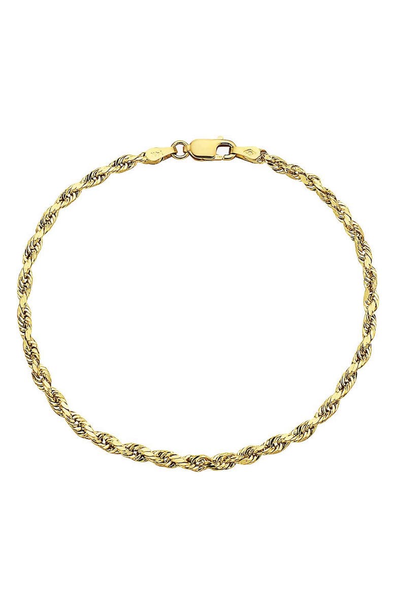 BEST SILVER 10K Gold 3mm Rope Chain Necklace, Alternate, color, Gold