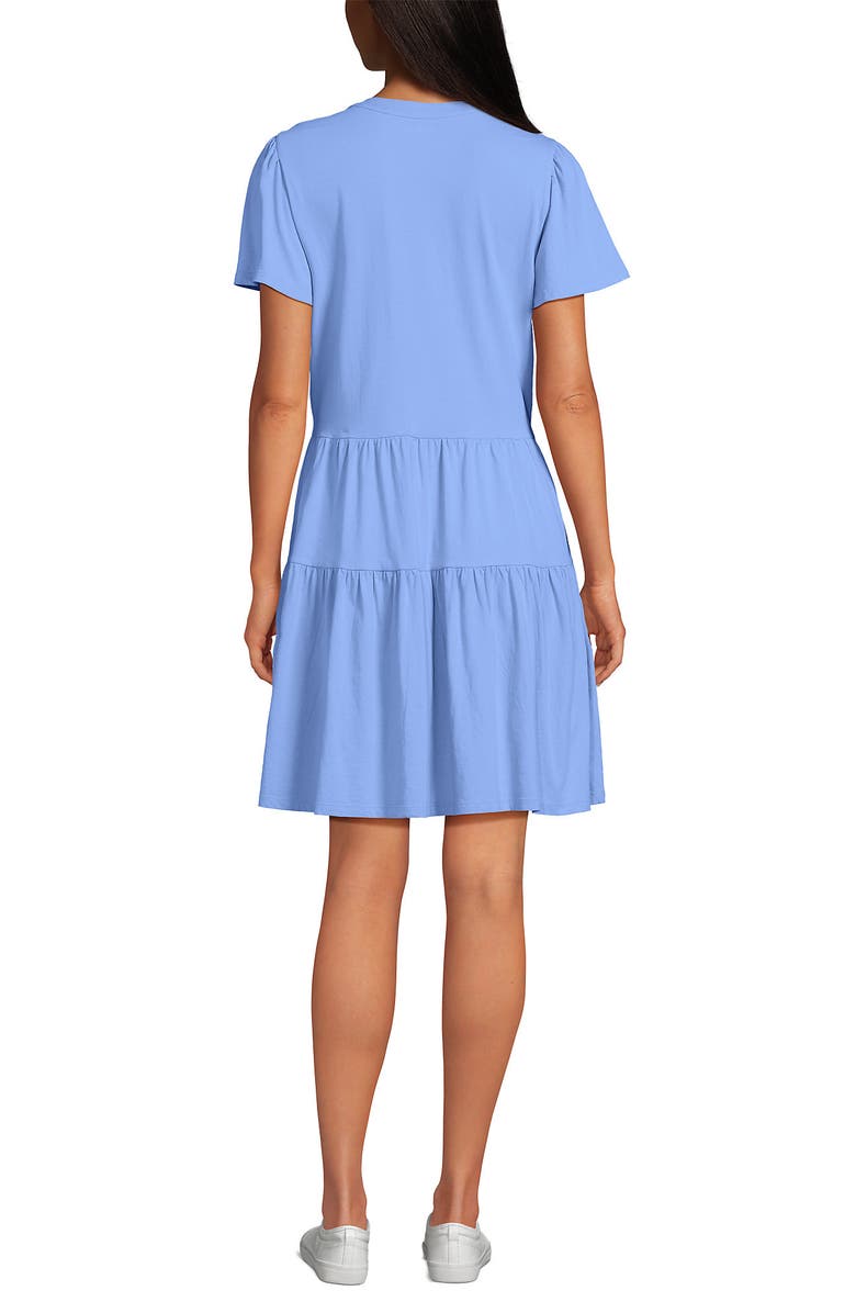 Lands' End Cotton Jersey Tiered Mini Dress, Alternate, color, Clear Blue Sky