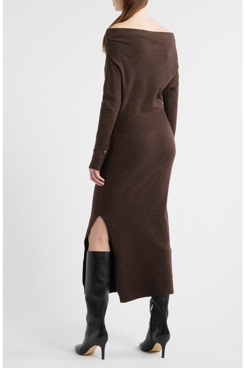 One-Shoulder Long Sleeve Sweater Dress, Alternate, color, ESPRESSO