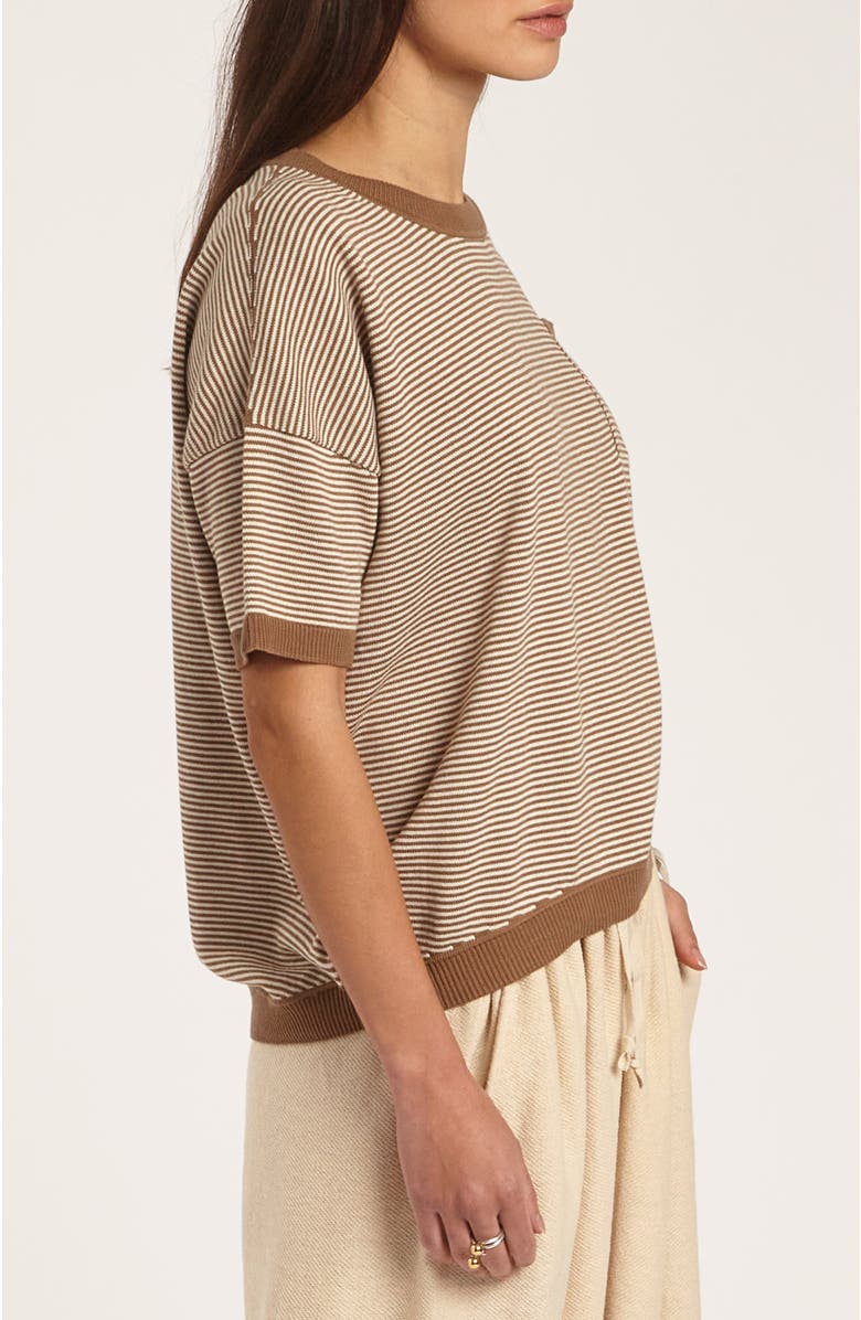 oyun Modern Striped Tee, Alternate, color, Sepia Stripe